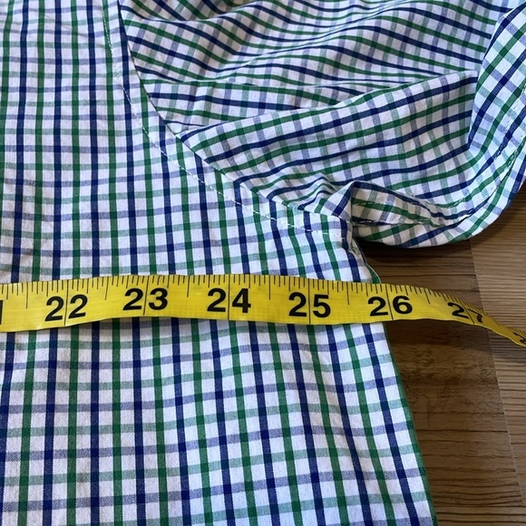 Izod Checkered button down shirt Green Blue Long sleeved Sz XL Tall 100% Cotton - Picture 8 of 14